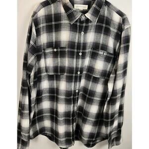 Aeropostale Mens LARGE Plaid Long Sleeve Button Up Shirt Grunge Western Y2K BW